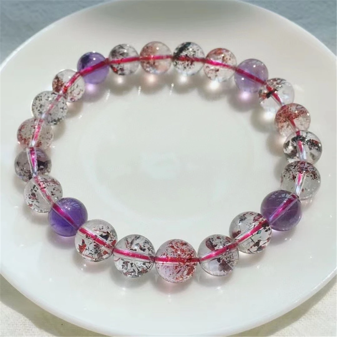 8mm Natural Super Seven Melody Purple Rutilated Quartz Bracelet Jewelry For Women Men Beauty Crystal Clear Beads Strands AAAAA
8mm Natural Super Seven Melody Purple Rutilated Quartz Bracelet Jewelry For Women Men Beauty Crystal Clear Beads Strands AAAAA