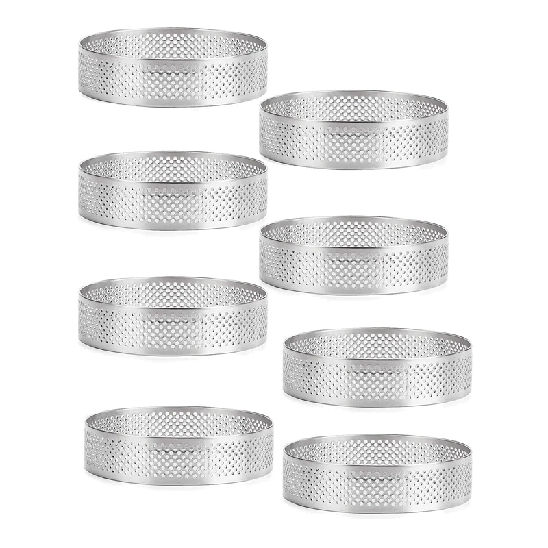 8 Pack Stainless Steel Tart Rings, Heat-Resistant Perforated Cake Mousse Ring,Cake Ring Mold,Round Cake Baking Tools
8 Pack Stainless Steel Tart Rings, Heat-Resistant Perforated Cake Mousse Ring,Cake Ring Mold,Round Cake Baking Tools