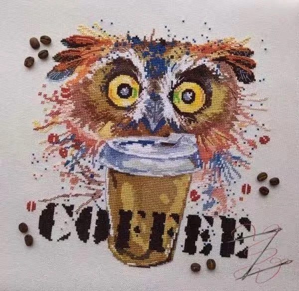 Owl Drinking Coffee 36-37 embroidery kits, cross stitch kits,cotton frabric DIY homefun embroidery Shop1
Owl Drinking Coffee 36-37 embroidery kits, cross stitch kits,cotton frabric DIY homefun embroidery Shop1