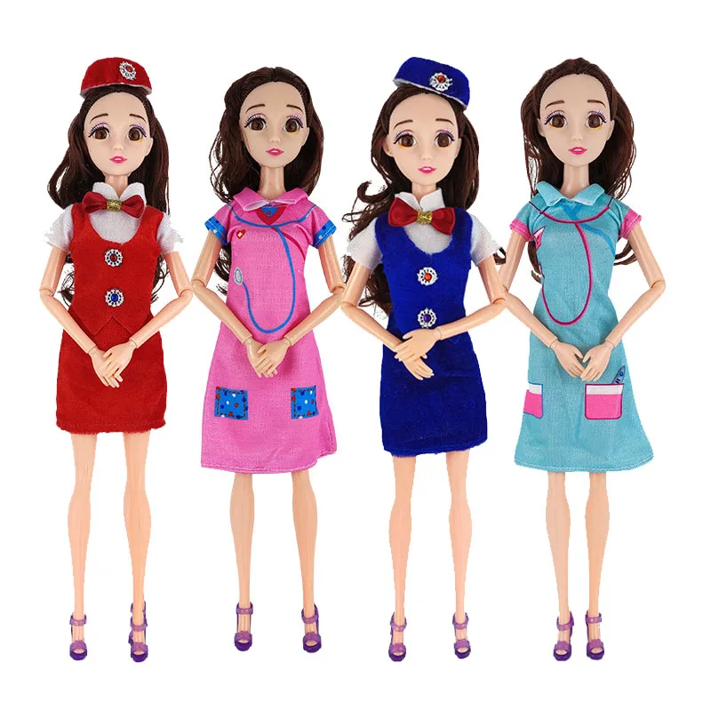 

New Arrival Uniform Dress for Barbie Accessories Doll Airline Stewardess Nurse Cosplay for Girls Birthday Gift 11.5 Inches