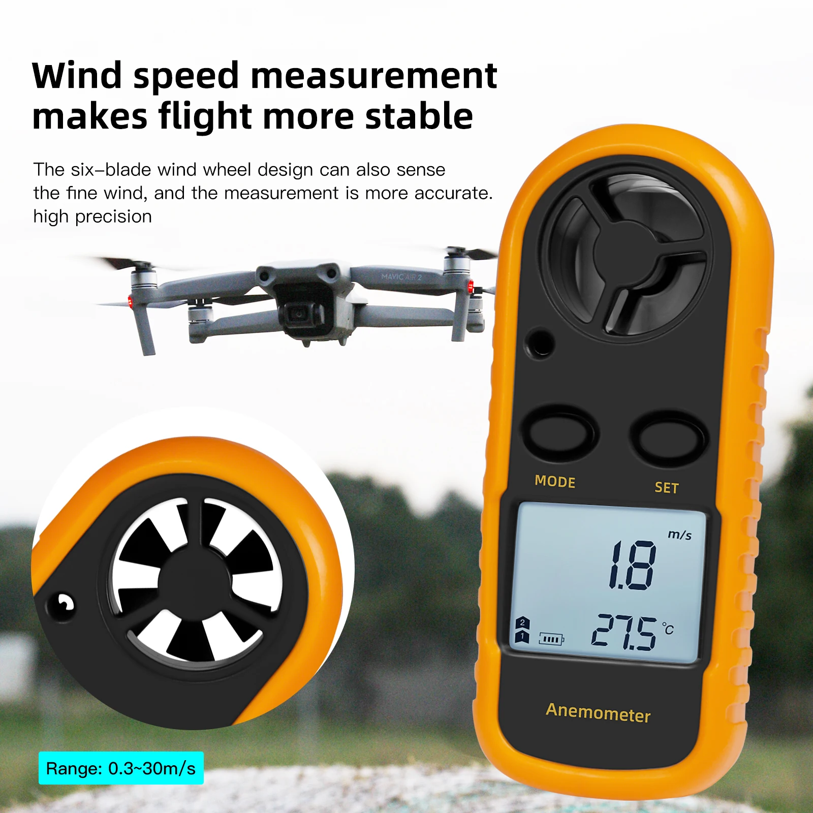 for DJI Mavic 3/Air2/2s/Mini 3 Pro/FPV/AVATA Drone Anemometer Wind Speed Measurement Digital Meter Temperature Volume Tester
for DJI Mavic 3/Air2/2s/Mini 3 Pro/FPV/AVATA Drone Anemometer Wind Speed Measurement Digital Meter Temperature Volume Tester
