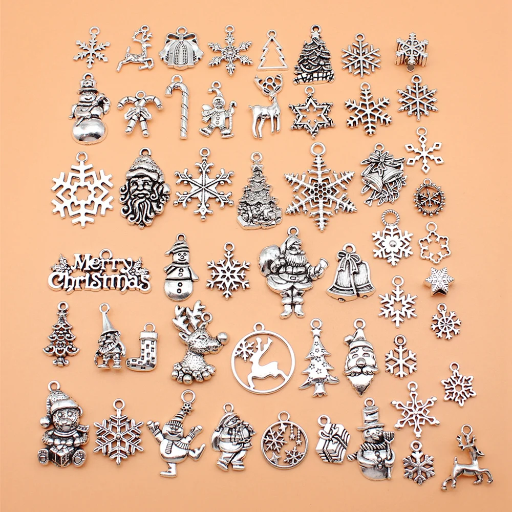Christmas Snowflakes Elk Snowman Santa Claus Christmas Tree Charms Pendant Bracelet Accessories For Jewelry 53pcs/set 
Christmas Snowflakes Elk Snowman Santa Claus Christmas Tree Charms Pendant Bracelet Accessories For Jewelry 53pcs/set