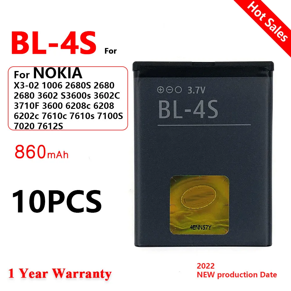 

BL-4S BL4S Li-ion Phone Battery For Nokia 2680s/3600s/7610s/6208c/X3-02/7100s/ BL 5CA E50 E60 N70 N71 N72 N91 C2-01 C1-00 860mAh