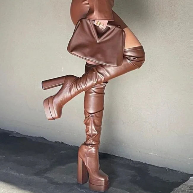 Women Thigh High Boots Double Platform Block High Heels Over The Knee Boots Zip Sexy Long Shoes Boots For Woman Size 35-43
Women Thigh High Boots Double Platform Block High Heels Over The Knee Boots Zip Sexy Long Shoes Boots For Woman Size 35-43