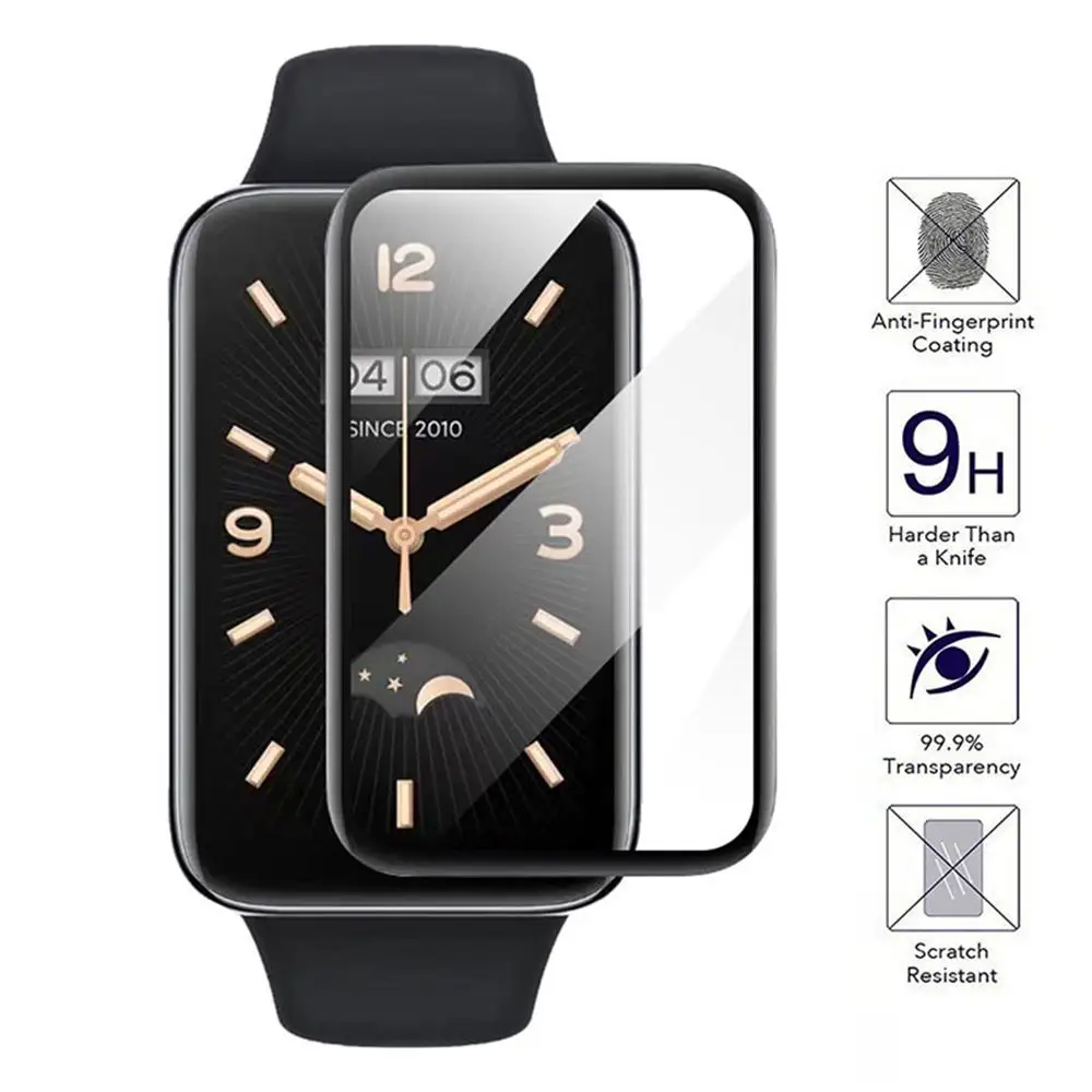 Изогнутая Гибкая стеклянная пленка на клейкой основе для умных часов Xiaomi Mi Band 7 Pro