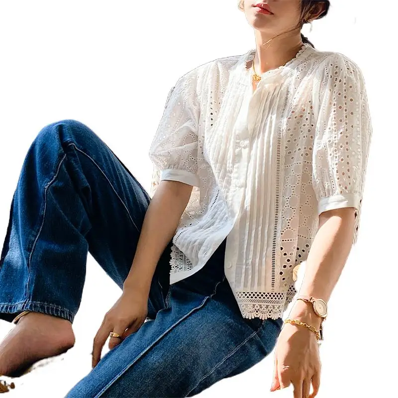 Elegant Chic Blouse Shirt White Cotton Patchwork Spring Women Blouse Hollow Out Boho Lace Sexy Ladies Top Shirt
Elegant Chic Blouse Shirt White Cotton Patchwork Spring Women Blouse Hollow Out Boho Lace Sexy Ladies Top Shirt