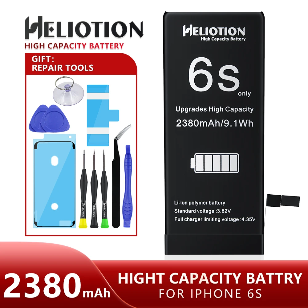 Аккумулятор Heliotion для 6s, удлиненная сменная батарея большой емкости для IPhone с инструментами для ремонта
Аккумулятор Heliotion для 6s, удлиненная сменная батарея большой емкости для IPhone с инструментами для ремонта