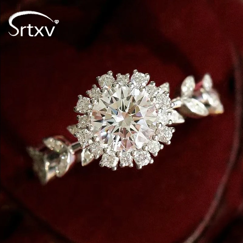 1CT D Цвет VVS Кольцо с муассанитом и бриллиантом для женщин S925 Серебро 18k Покрытие