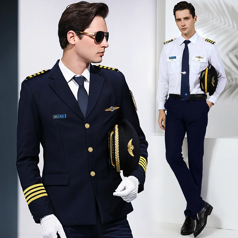

Pilot Airline Uniform Property Workwear Air Captain Uniforme Professional Suits Flight Attendant Men Aviation Uniforms Air Host