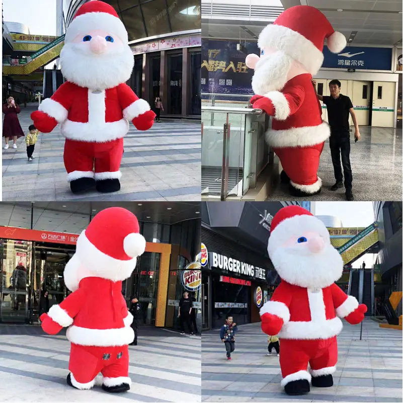 

2m 2.6m 3m Huge Inflatable Fur Santa Claus Costume Walking Wearable Mascot Suit Up Xmas Entertainment Christmas Fancy Dress