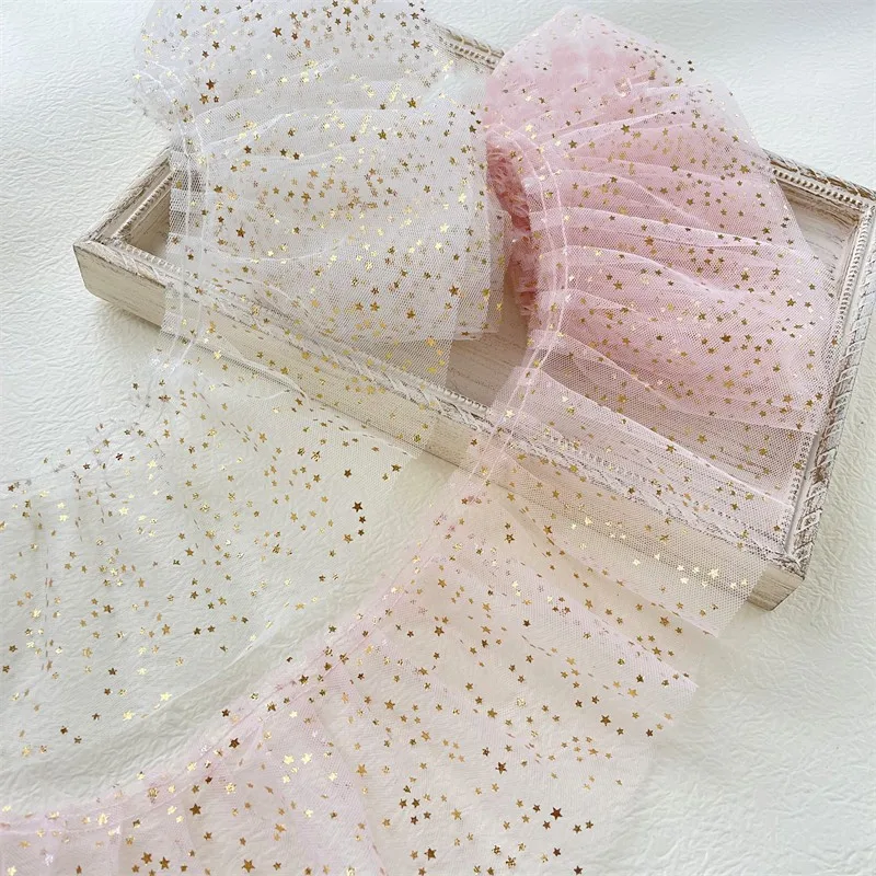 Lolita Style Mesh Bronzing Star Pleated Tulle Lace DIY Dress Toy Pet Clothes Hand Sewing Decorative Materials Vestido De Renda
Lolita Style Mesh Bronzing Star Pleated Tulle Lace DIY Dress Toy Pet Clothes Hand Sewing Decorative Materials Vestido De Renda