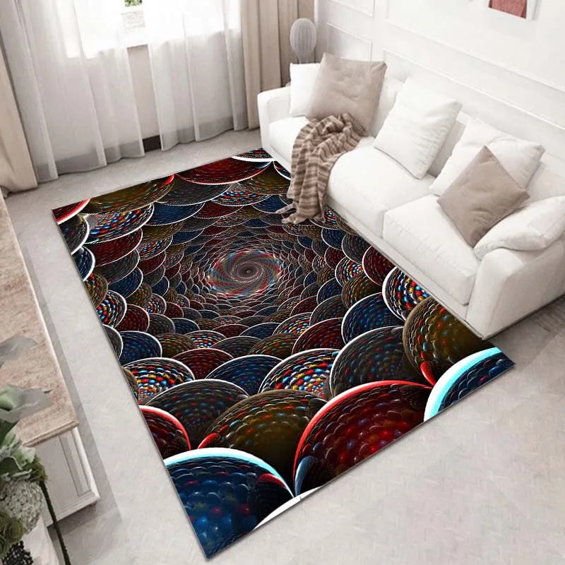 

15 Sizes 3D Vortex Illusion Carpet for Living Room Bedroom Door Floor Mat Abstract Geometric Optical Non-slip Floor Mat Area Rug