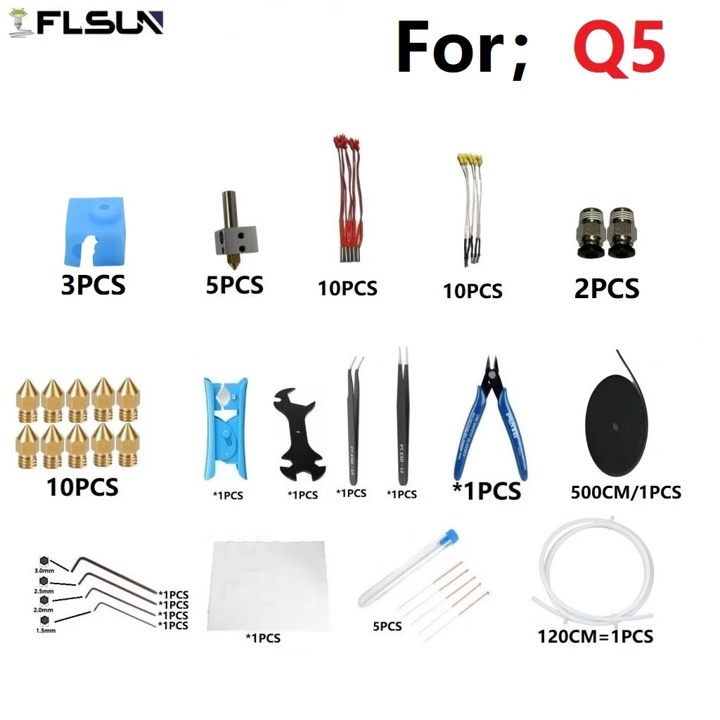 53 PCS FLSUN Q5 Clean Suits 3d Printer Accessories Heating Rods Temperature Sensor Nozzle Parts Wholesale
53 PCS FLSUN Q5 Clean Suits 3d Printer Accessories Heating Rods Temperature Sensor Nozzle Parts Wholesale