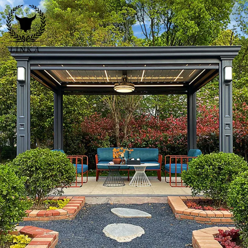 Электрический павильон, открытый двор, жалюзи, алюминиевый сплав, павильон, современный сад, вилла, павильон на крышу
Электрический павильон, открытый двор, жалюзи, алюминиевый сплав, павильон, современный сад, вилла, павильон на крышу