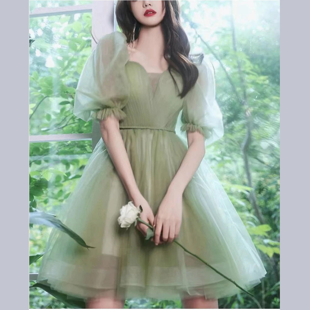 Mint Green Short Sleeves Tulle A Line Party Gown Custom Made Mini Cocktail Dresses for Women 2023
Mint Green Short Sleeves Tulle A Line Party Gown Custom Made Mini Cocktail Dresses for Women 2023
