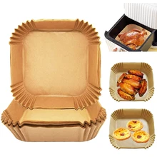 50/100Pcs Air Fryer Disposable Paper Air Fryer Accessories Square Round Oil-proof Liner Non-Stick Mat for Kitchen Oven Baking