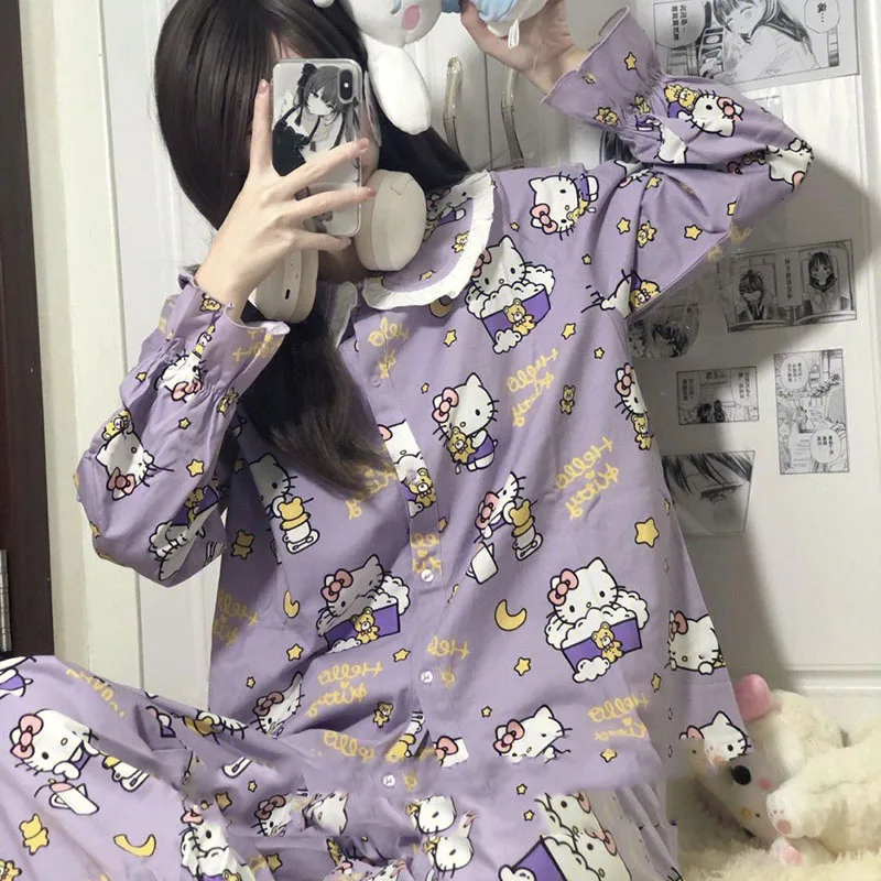 Sanrio Kawaii Pajamas My Melody Kuromi Sailor Moon Cute Cartoon Student Spring and Autumn New Cotton Homewear Suit Girls Gift
Sanrio Kawaii Pajamas My Melody Kuromi Sailor Moon Cute Cartoon Student Spring and Autumn New Cotton Homewear Suit Girls Gift