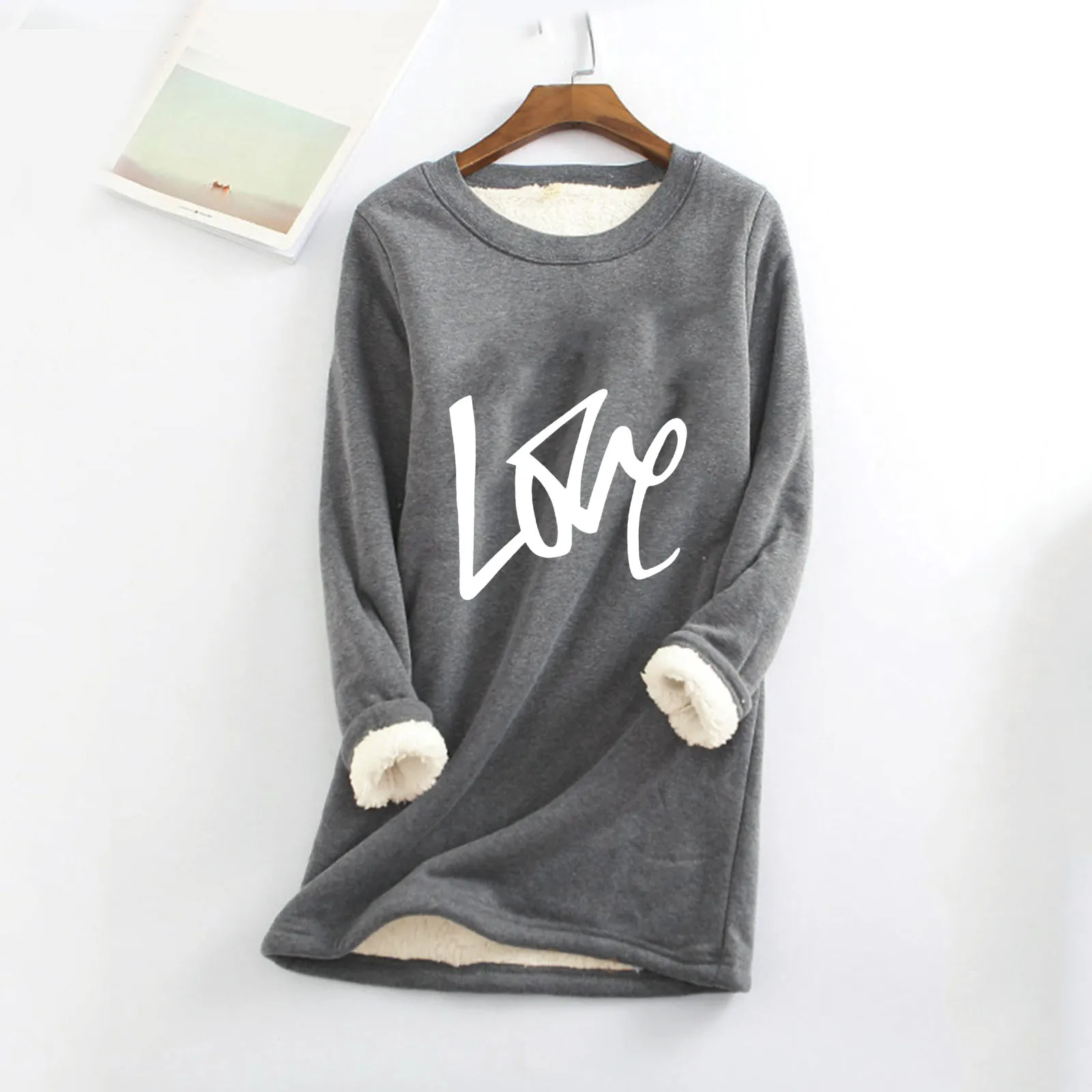 Womens Autumn And Winter Warm Close Fitting Bottoming Shirt Loose Top Fleece Hoodless Sweater Cotton French Tops
Womens Autumn And Winter Warm Close Fitting Bottoming Shirt Loose Top Fleece Hoodless Sweater Cotton French Tops