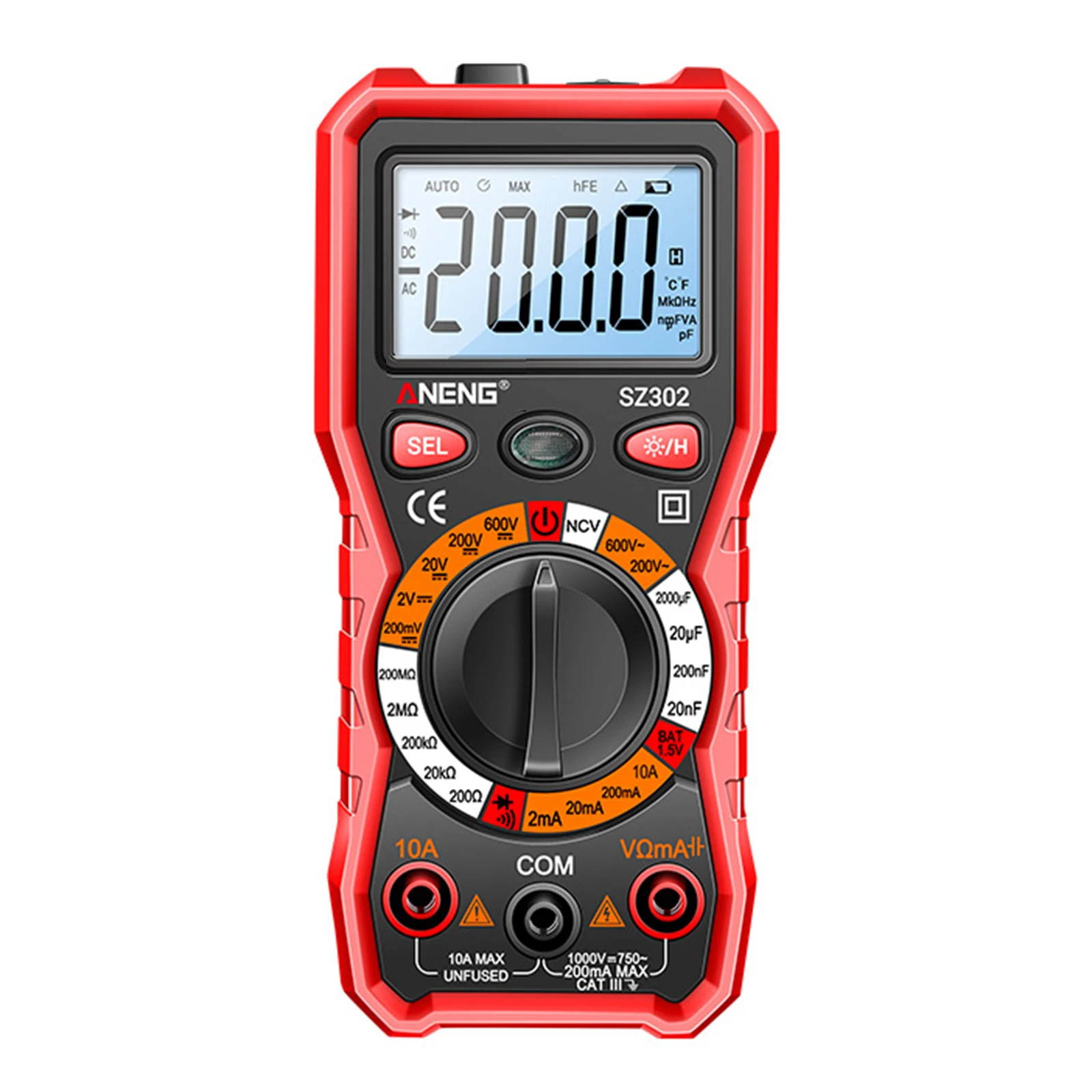 SZ302 Multimeter Auto Voltmeter NCV Tester Flashlight and NCV Induction Highly Accurate Dial Silicone Protective Cover
SZ302 Multimeter Auto Voltmeter NCV Tester Flashlight and NCV Induction Highly Accurate Dial Silicone Protective Cover