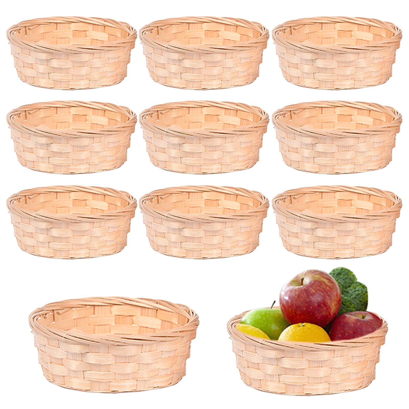 10PCS Round Natural Bamboo Wicker Bread Basket Retail Shop Display Christmas Hamper Food Serving Hand Woven Basket 
10PCS Round Natural Bamboo Wicker Bread Basket Retail Shop Display Christmas Hamper Food Serving Hand Woven Basket