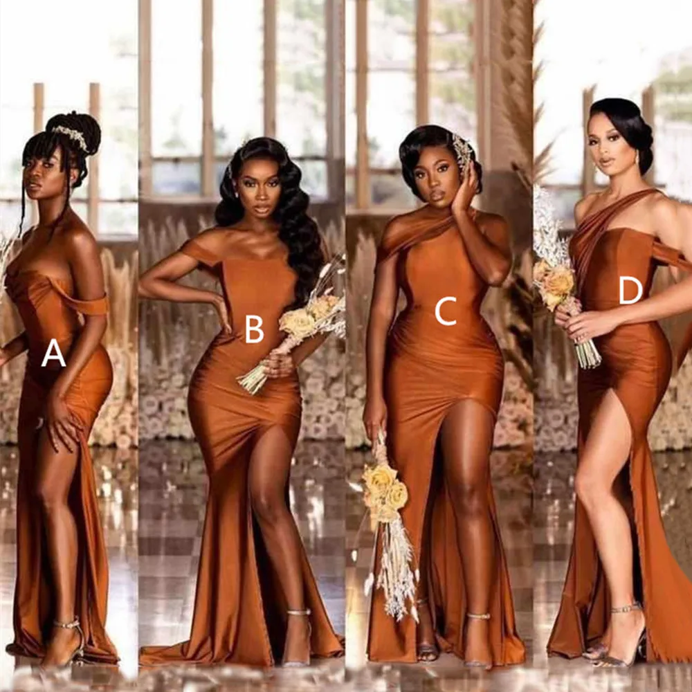 2022 Bridesmaid Dresses One Shoulder Floor Length Side Slit Silk Satin Mermaid Wedding Party Bridesmaid Gowns With Zipper Back
2022 Bridesmaid Dresses One Shoulder Floor Length Side Slit Silk Satin Mermaid Wedding Party Bridesmaid Gowns With Zipper Back