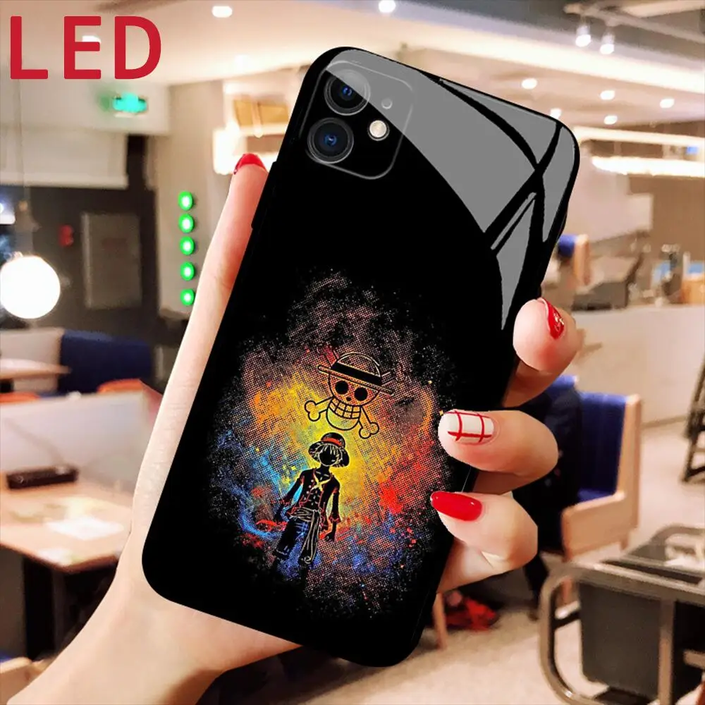 One Piece cartoon Glass phone Case For IPhone 13 12 11 Pro Max XS Max 8Plus 7plus LED Luminous Call Light Flash cover
One Piece cartoon Glass phone Case For IPhone 13 12 11 Pro Max XS Max 8Plus 7plus LED Luminous Call Light Flash cover