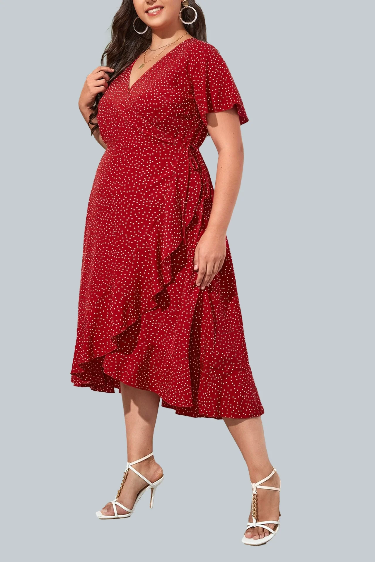 Plus Size Women's Dot Summer Dress Wrap V Neck Short Sleeve Belted Ruffle Hem A-Line Bohemian Maxi Dresses Large Size XL-4XL
Plus Size Women's Dot Summer Dress Wrap V Neck Short Sleeve Belted Ruffle Hem A-Line Bohemian Maxi Dresses Large Size XL-4XL