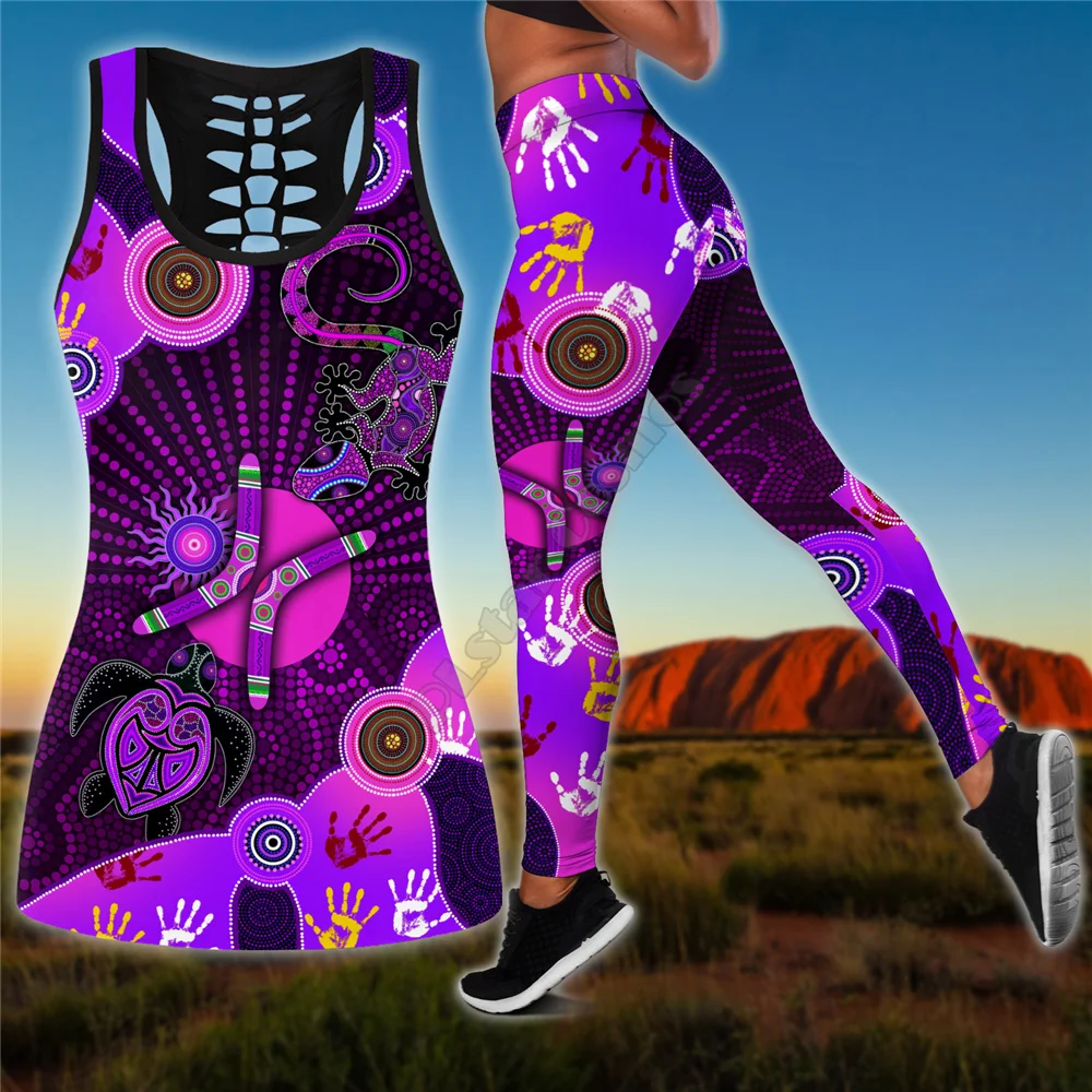 

Aboriginal Naidoc Week 2023 Purple Turtle Lizard Sun 3D print combo legging tanktop Suit Yoga Fitness Summer Women For Girl