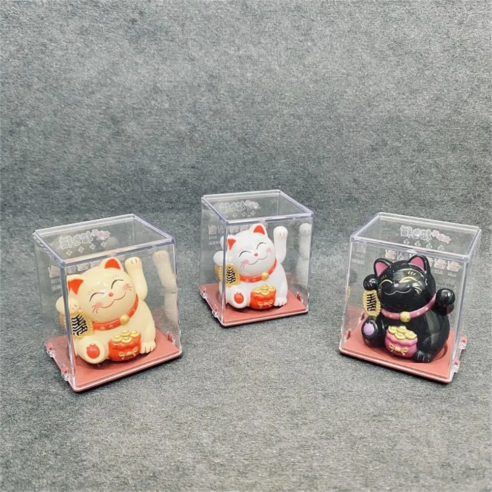 

Welcome Lucky Cat Figurine Shaking Hand Plastic Chinese Style Light Energy Fortune Cat Statue for Desktop