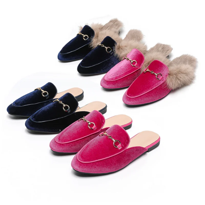 Women Cow Suede Metal Chain Slippers For Summer And Winter Artifical Rabbit Hairs Round Toe Flat Slides In Rose Red Blue 45-35
Women Cow Suede Metal Chain Slippers For Summer And Winter Artifical Rabbit Hairs Round Toe Flat Slides In Rose Red Blue 45-35