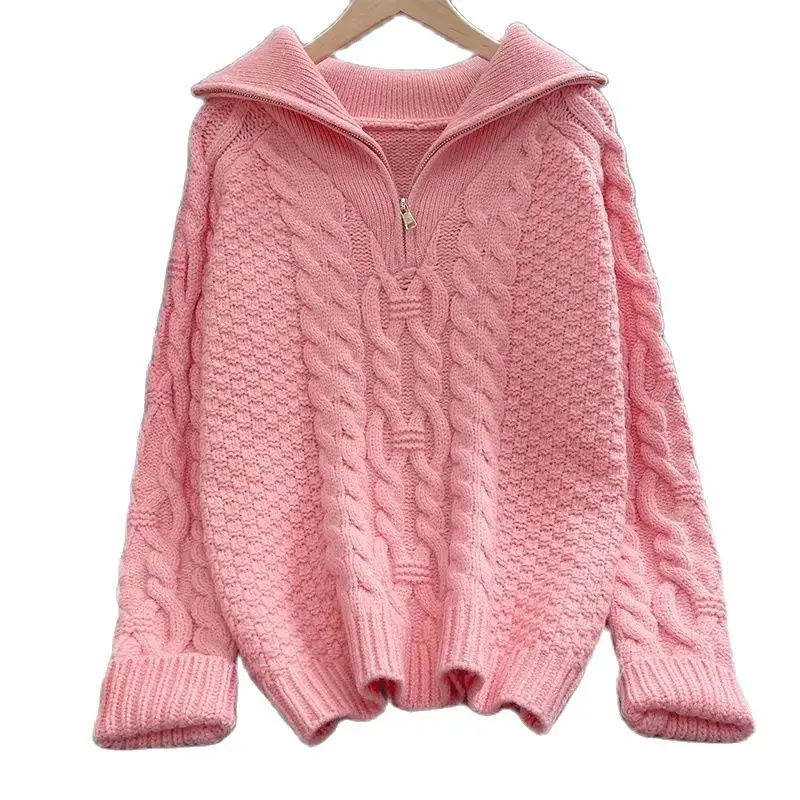 Lapel Zipper 2023 New Pink Autumn And Winter Loose Wearing Lazy Thick Coat Pullover Tall Lead Keep Warm Sweater Girl Student
Lapel Zipper 2023 New Pink Autumn And Winter Loose Wearing Lazy Thick Coat Pullover Tall Lead Keep Warm Sweater Girl Student
