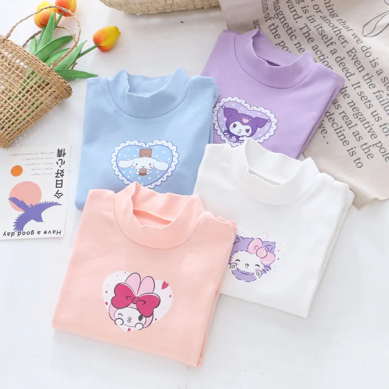 Mymelody Girls' Base Shirt Kuromi Cinnamoroll Sanrio Spring and Autumn Wear Half Turtleneck Baby Girl T-Shirt Children's Top
Mymelody Girls' Base Shirt Kuromi Cinnamoroll Sanrio Spring and Autumn Wear Half Turtleneck Baby Girl T-Shirt Children's Top
