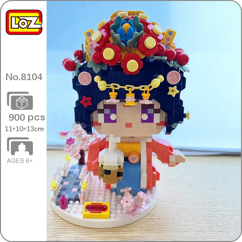

LOZ 8104 Ancient Beauty Lady Queen Milk Tea Drink Sakura Flower DIY Mini Diamond Blocks Bricks Building Toy for Children no Box