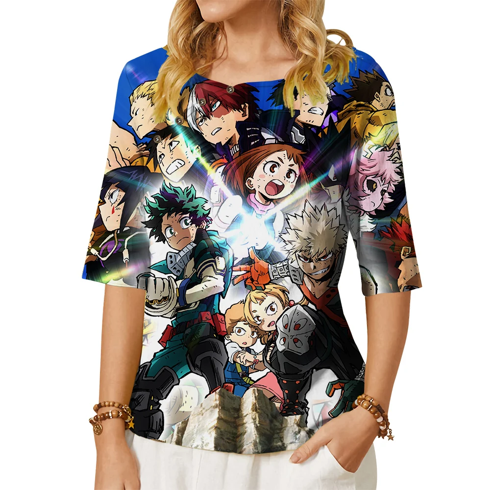 CLOOCL My Hero Academia Women Blouse Anime 3D Printed T-shirt Button Decorate Loose Middle Sleeve Tees Female Kawaii Clothes
CLOOCL My Hero Academia Women Blouse Anime 3D Printed T-shirt Button Decorate Loose Middle Sleeve Tees Female Kawaii Clothes