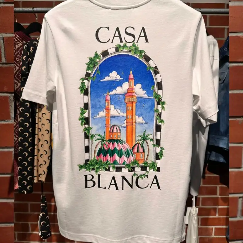 

3XL CASABLANCA T-shirts High Quality Cotton Letter Castle Print Short Sleeve Tops Summer Streetwear Casa Tshirt for Men Women
