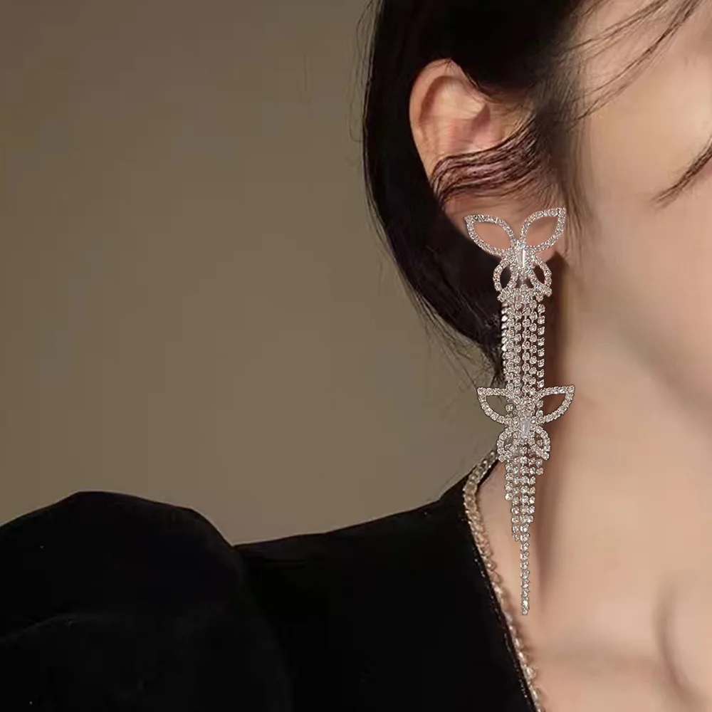 Advanced Sense Luxury Rhinestone Crystal Long Butterfly Tassel Earrings for Women Drop Dangling Ear Nails Party Jewelrs Gifts
Advanced Sense Luxury Rhinestone Crystal Long Butterfly Tassel Earrings for Women Drop Dangling Ear Nails Party Jewelrs Gifts