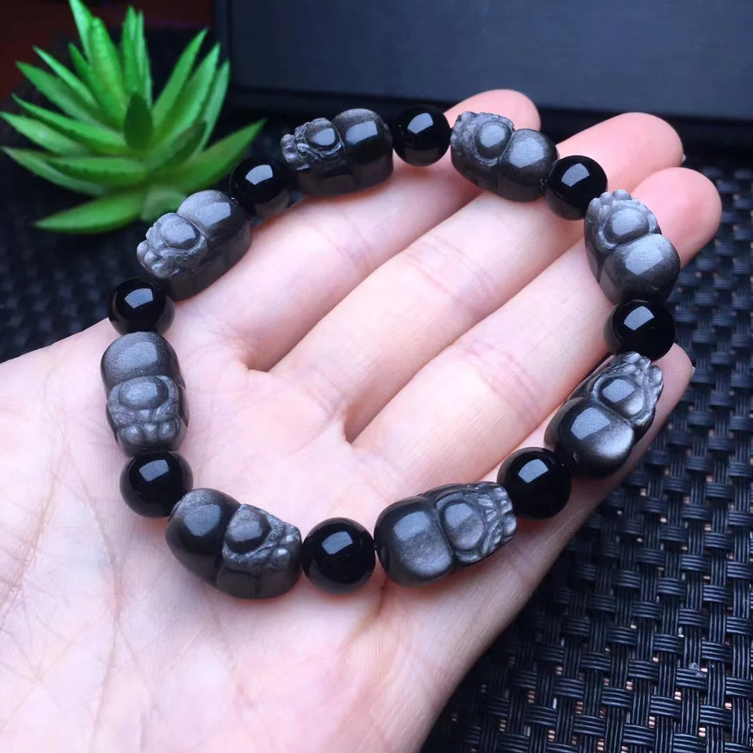 1 Pc Natural Stone Silver Obsidian Pixiu Bracelet Mythical Animal Pixiu Beads Crystal Quartz Fashion Jewelry Gift For Men Women
1 Pc Natural Stone Silver Obsidian Pixiu Bracelet Mythical Animal Pixiu Beads Crystal Quartz Fashion Jewelry Gift For Men Women