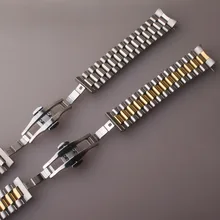 18mm 19mm 20mm 21mm 22mm Watch Strap Silver Gold Stainless Steel Foliding Clasp Fit Omega Rolex Seiko Accessories bracelet bands