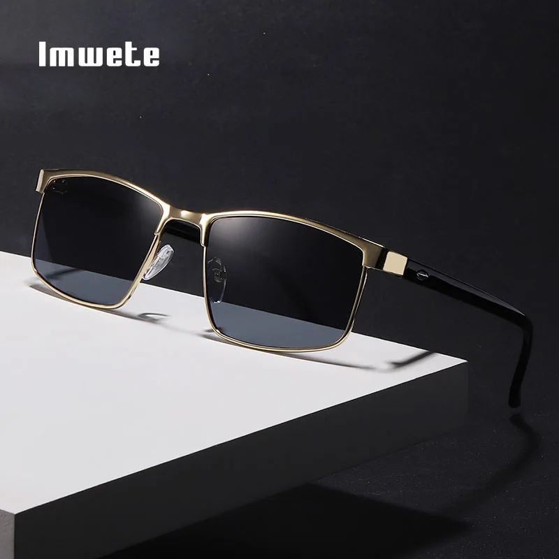 

Очки солнцезащитные Imwete в металлической оправе UV400 для мужчин и женщин, прямоугольной формы, Модные Винтажные брендовые ретро-очки с прозрачными линзами
