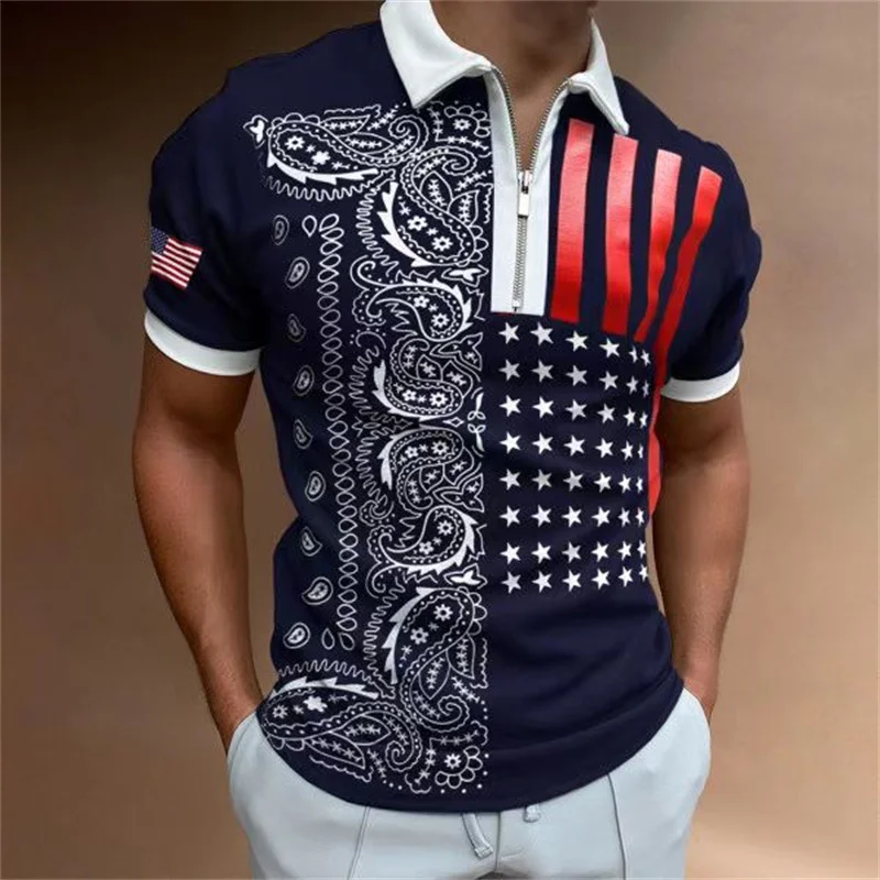 2022 Men's Fashion Luxury Polo Shirt Patchwork Pentagram Print Casual Short Sleeve Top Men Lapel Collar Zip Polo Shirt
2022 Men's Fashion Luxury Polo Shirt Patchwork Pentagram Print Casual Short Sleeve Top Men Lapel Collar Zip Polo Shirt
