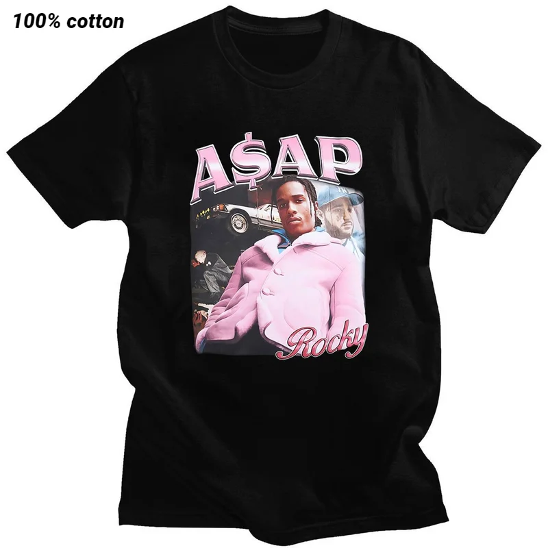 

Hot Sale ASAP Rocky Portrait Graphic Aesthetics T-shirts Hip Hop Cotton Short Sleeve Loose Couple T-Shirt Casual Harajuku Tshirt