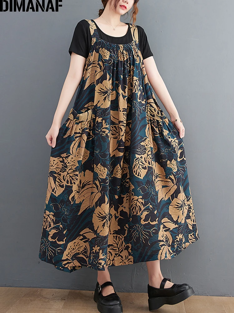 DIMANAF 2022 Women Summer Dress Sundress Oversize Loose Clothing Vintage Lady Long Dress Casual Pleated Print Floral Sleeveless
DIMANAF 2022 Women Summer Dress Sundress Oversize Loose Clothing Vintage Lady Long Dress Casual Pleated Print Floral Sleeveless