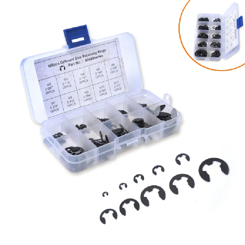 160PCS Stainless Steel E Clip Washer Assortment Kit Circlip Retaining Ring For Shaft Fastener Set M1.5~M10 Kit
160PCS Stainless Steel E Clip Washer Assortment Kit Circlip Retaining Ring For Shaft Fastener Set M1.5~M10 Kit