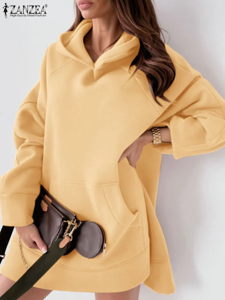 ZANZEA Women Solid Color Hoodies Dress Fashion Hooded Collar Warm Vestidos 2022 Winter Casual Loose Pocket Slit Short Washdress
ZANZEA Women Solid Color Hoodies Dress Fashion Hooded Collar Warm Vestidos 2022 Winter Casual Loose Pocket Slit Short Washdress