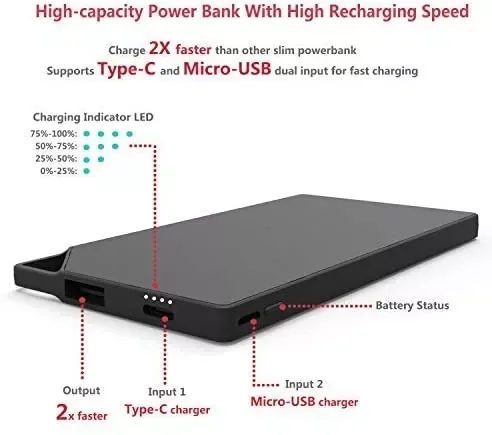 TNTOR 8mm Portable Slim Power Bank 10000mAh 5v 2A Quick Charge External Battery for iPhone,
TNTOR 8mm Portable Slim Power Bank 10000mAh 5v 2A Quick Charge External Battery for iPhone,