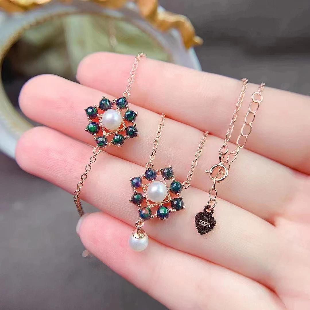 FS Natural Black Opal Pearl Bracelet Necklace Set S925 Sterling Silver Fine Fashion Women's Weddings Jewelry MeiBaPJ
FS Natural Black Opal Pearl Bracelet Necklace Set S925 Sterling Silver Fine Fashion Women's Weddings Jewelry MeiBaPJ