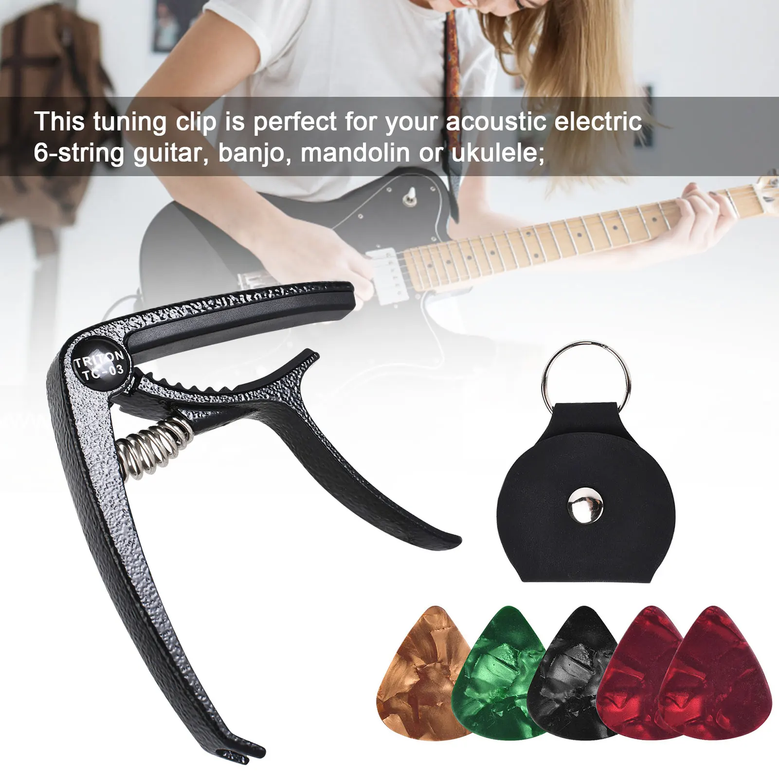 Universal Single Handed Capo Zinc Alloy Guitar Capo For 6-String Acoustic Electric Guitar Ukulele Bass Guitar Parts Accessories
Universal Single Handed Capo Zinc Alloy Guitar Capo For 6-String Acoustic Electric Guitar Ukulele Bass Guitar Parts Accessories