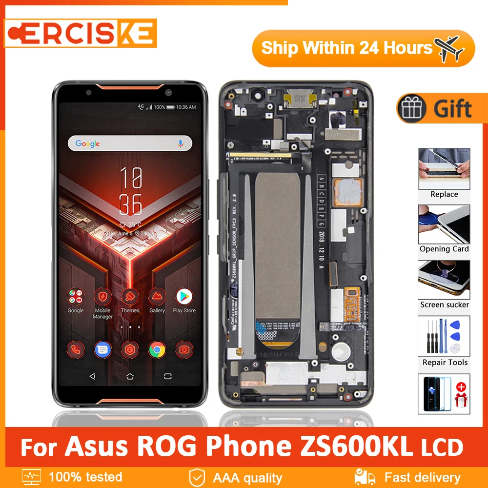 6.0" Original AMOLED Display For Asus ROG Phone ZS600KL Z01QD LCD Display Touch Screen Digitizer Panel Assembly With Frame
6.0" Original AMOLED Display For Asus ROG Phone ZS600KL Z01QD LCD Display Touch Screen Digitizer Panel Assembly With Frame