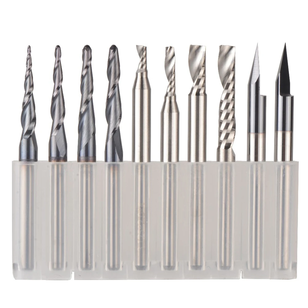 10pcs Carbide End Mill Engraving Bits Set CNC Router Bits 3.175mm Milling Cutter CNC Milling Cutter Carving Bit Mini Router Bit
10pcs Carbide End Mill Engraving Bits Set CNC Router Bits 3.175mm Milling Cutter CNC Milling Cutter Carving Bit Mini Router Bit