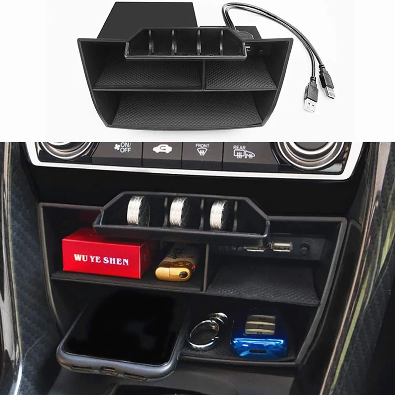 For Honda Civic 10th Gen 2016 2017 2018 2019 2020 2021Central Console Storage Box Coins Trays Organizer with USB Extension Cable
For Honda Civic 10th Gen 2016 2017 2018 2019 2020 2021Central Console Storage Box Coins Trays Organizer with USB Extension Cable